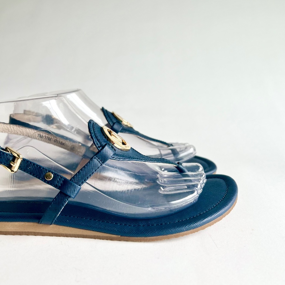 New Michael Kors Navy Crossgrain Leather Sandals size 7 - Picture 15 of 15